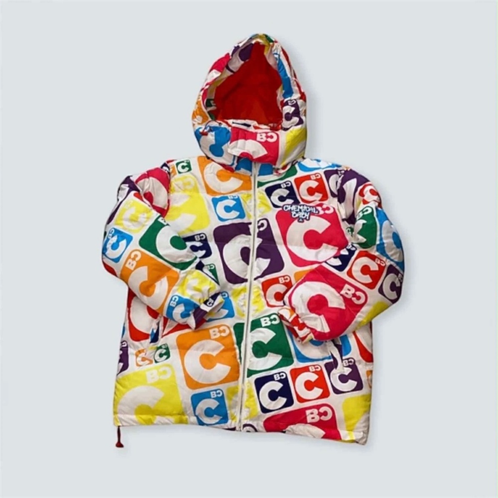 NEW Chemical Baby Clothing PERIODIC PUFF COAT – White Multicolor – Men’s Medium